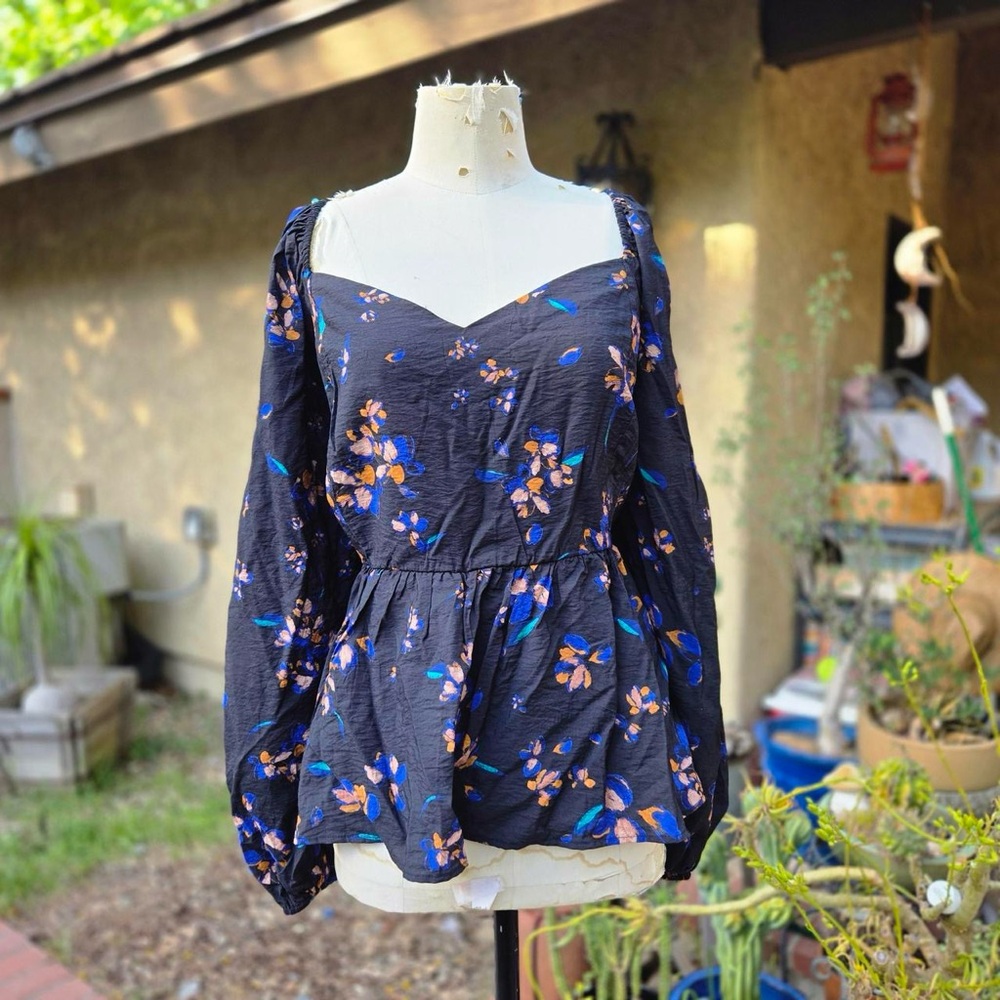 Ava & Viv Floral Puff Sleeve Blouse